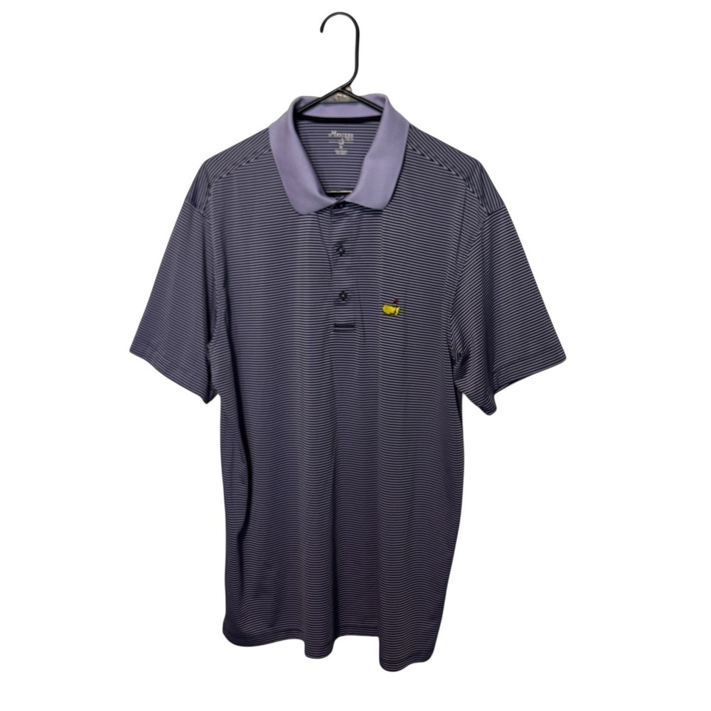 Masters Tech Golf Polo Shirt Mens XL Purple Striped Performance Short Sleeve